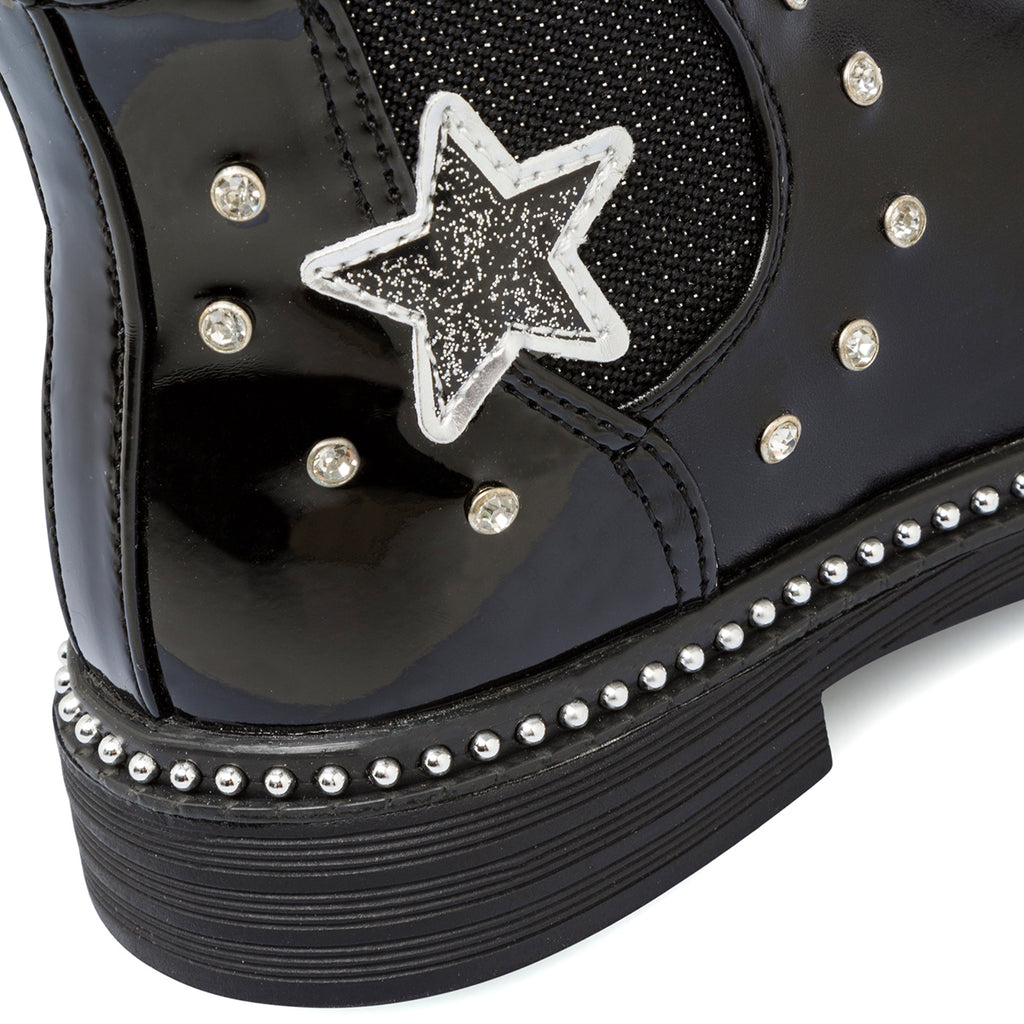 Anfibi neri da bambina con stellina Le scarpe di Alice