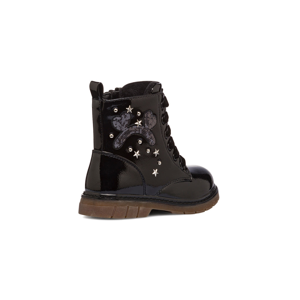 Anfibi neri da bambina effetto vernice Le Scarpe di Alice