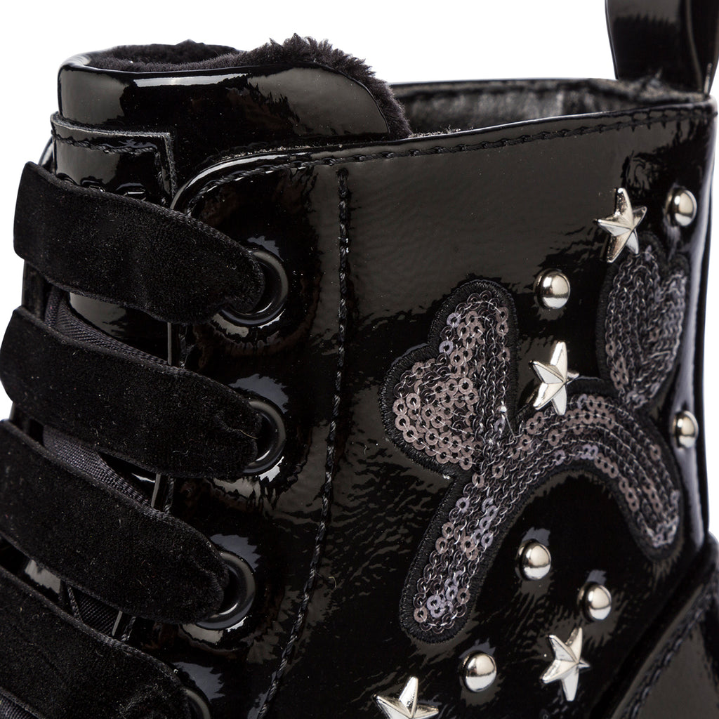 Anfibi neri da bambina effetto vernice Le Scarpe di Alice