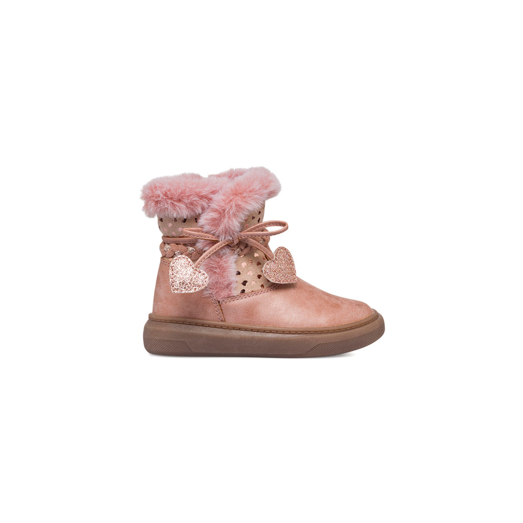 Stivaletti rosa metal da bambina con finta pelliccia Le Scarpe di Alice