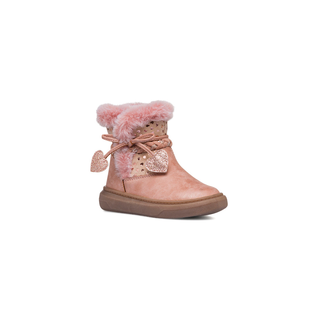 Stivaletti rosa metal da bambina con finta pelliccia Le Scarpe di Alice