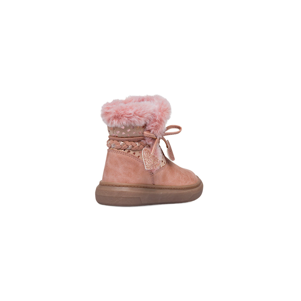 Stivaletti rosa metal da bambina con finta pelliccia Le Scarpe di Alice