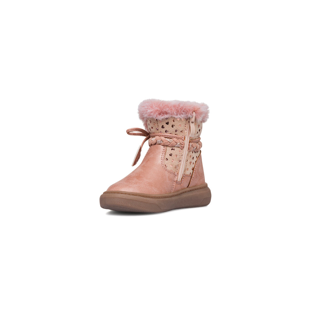 Stivaletti rosa metal da bambina con finta pelliccia Le Scarpe di Alice