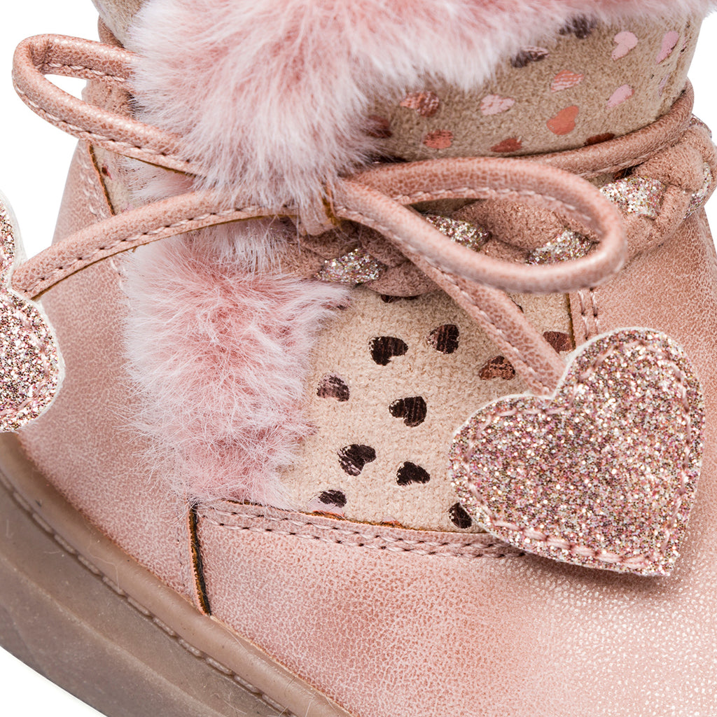 Stivaletti rosa metal da bambina con finta pelliccia Le Scarpe di Alice
