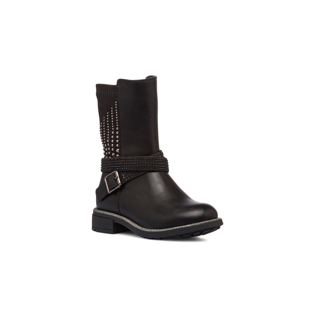 Stivali biker neri da bambina con borchie Le Scarpe di Alice