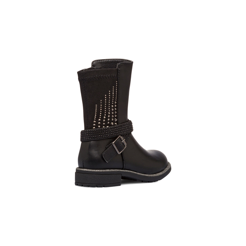 Stivali biker neri da bambina con borchie Le Scarpe di Alice