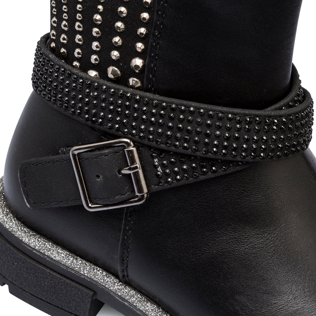 Stivali biker neri da bambina con borchie Le Scarpe di Alice
