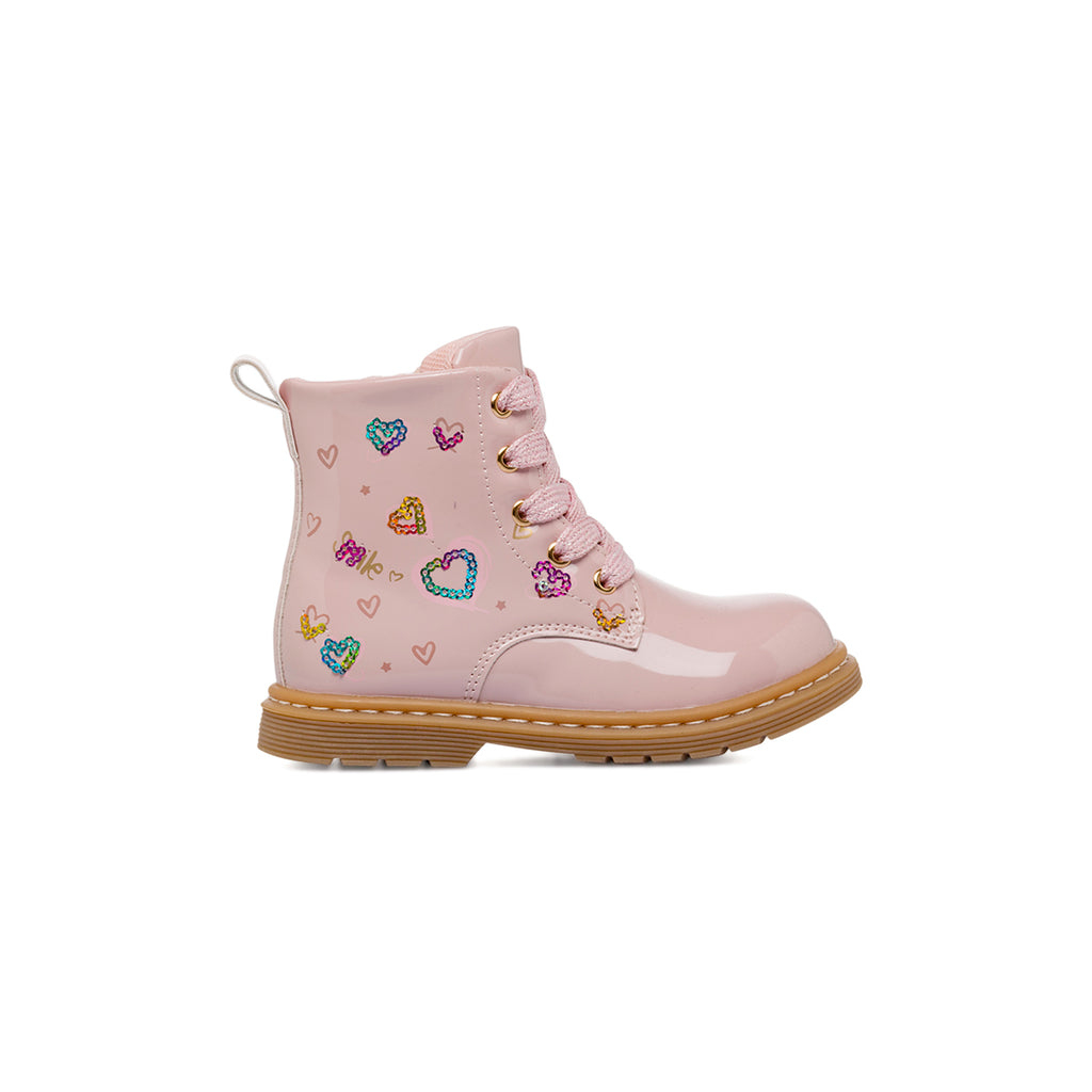 Anfibi rosa da Bambina con cuoricini in paillettes Le Scarpe di Alice