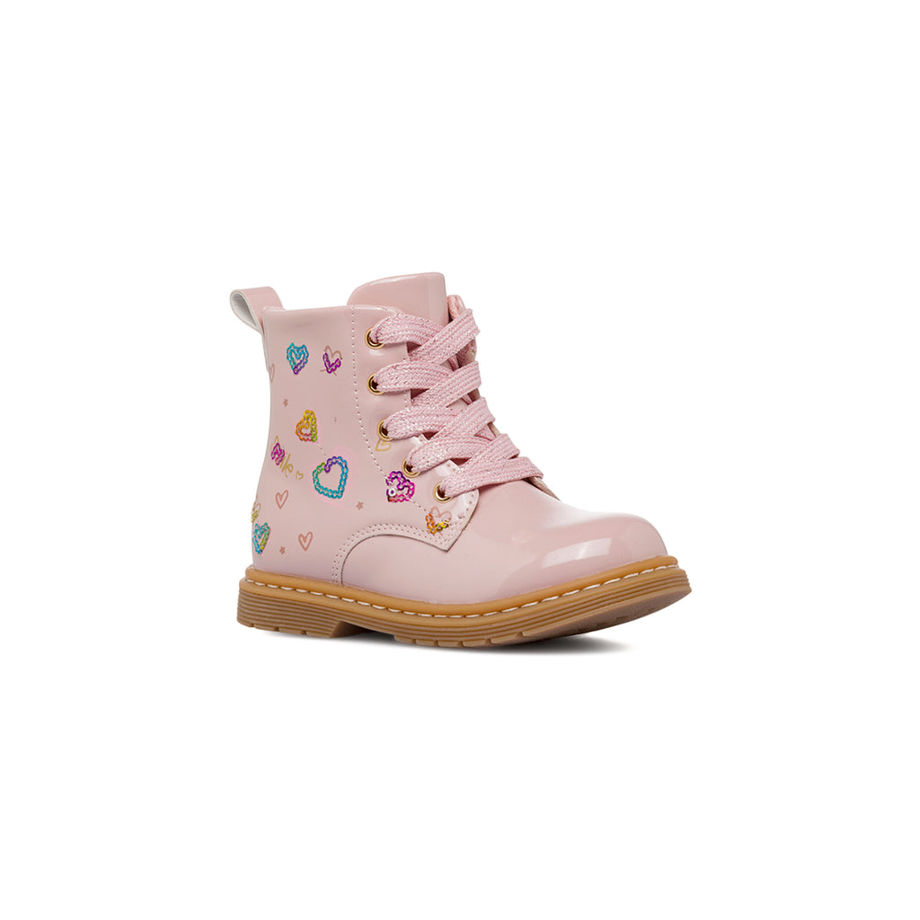 Anfibi rosa da Bambina con cuoricini in paillettes Le Scarpe di Alice