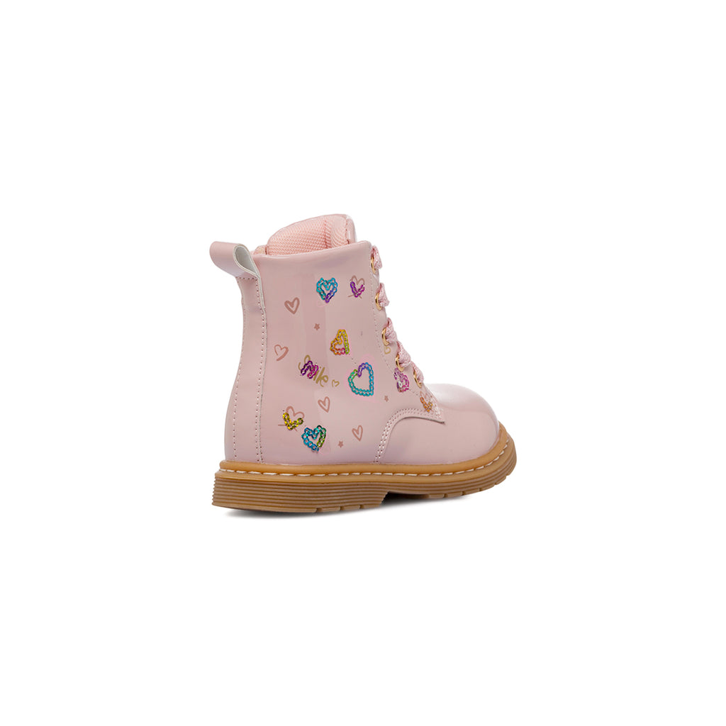 Anfibi rosa da Bambina con cuoricini in paillettes Le Scarpe di Alice