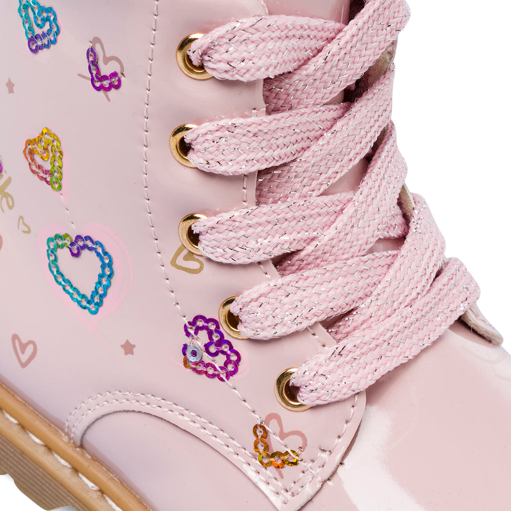 Anfibi rosa da Bambina con cuoricini in paillettes Le Scarpe di Alice