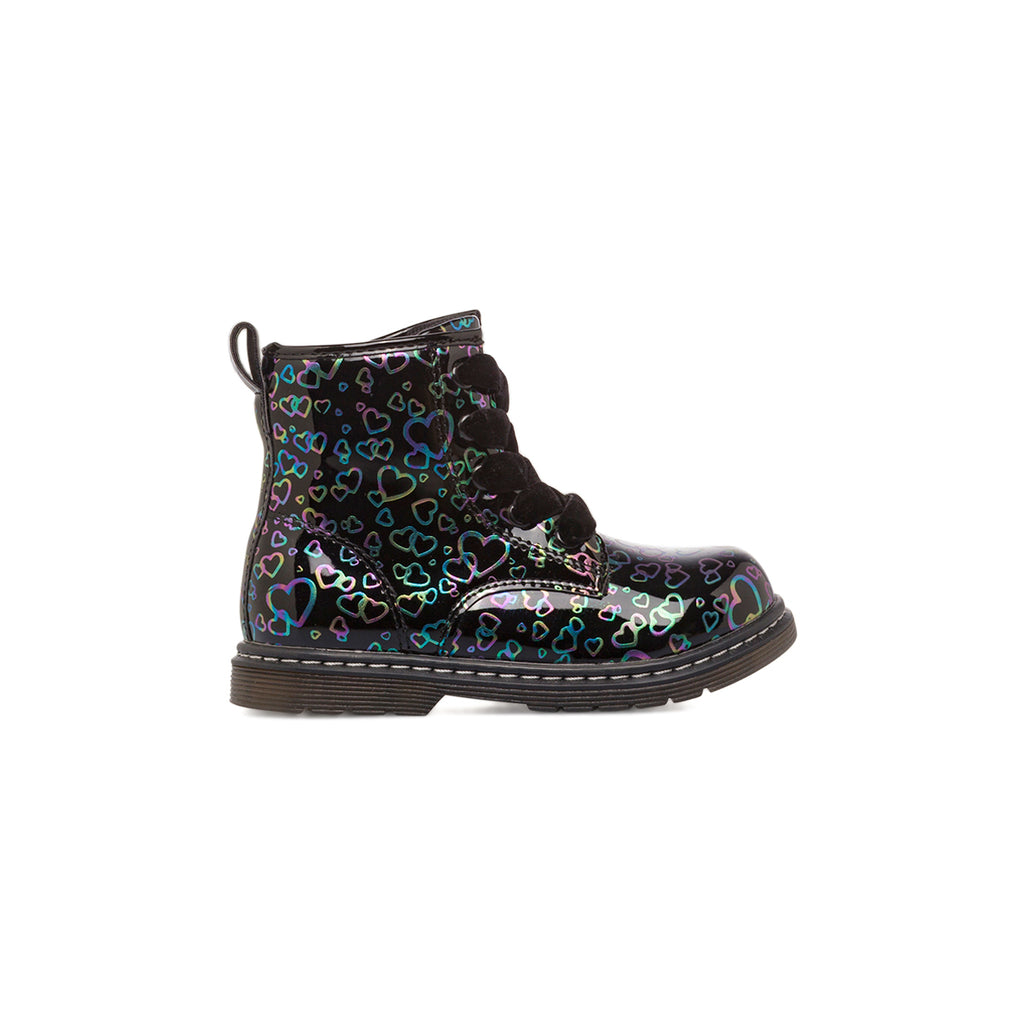 Anfibi neri da Bambina con cuori multicolore Le scarpe di Alice