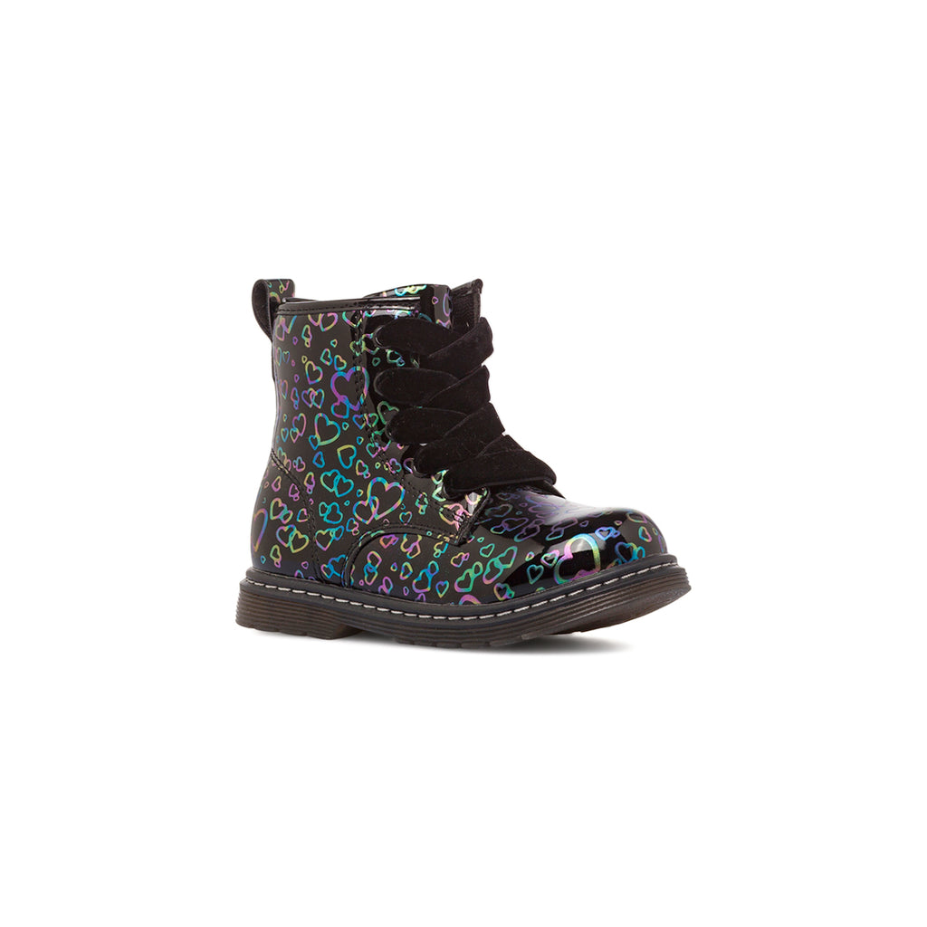 Anfibi neri da Bambina con cuori multicolore Le scarpe di Alice