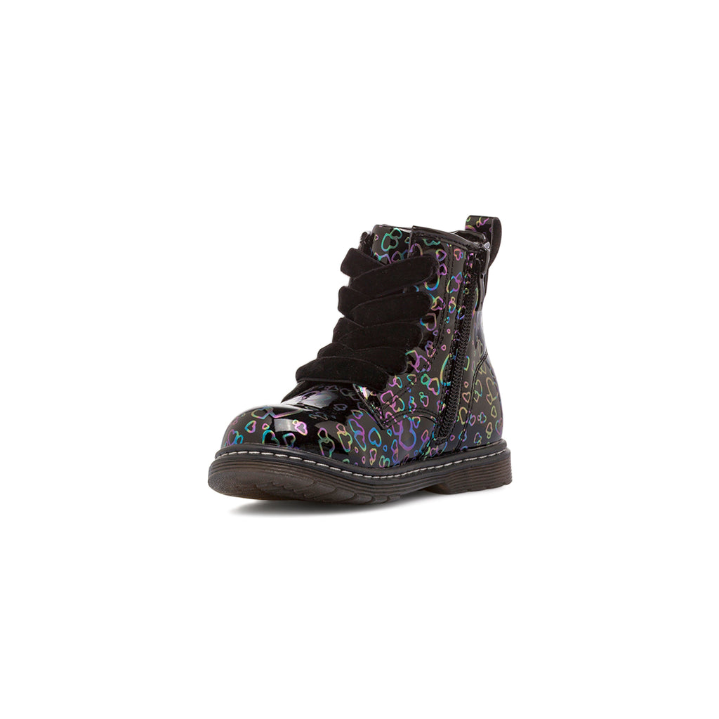 Anfibi neri da Bambina con cuori multicolore Le scarpe di Alice