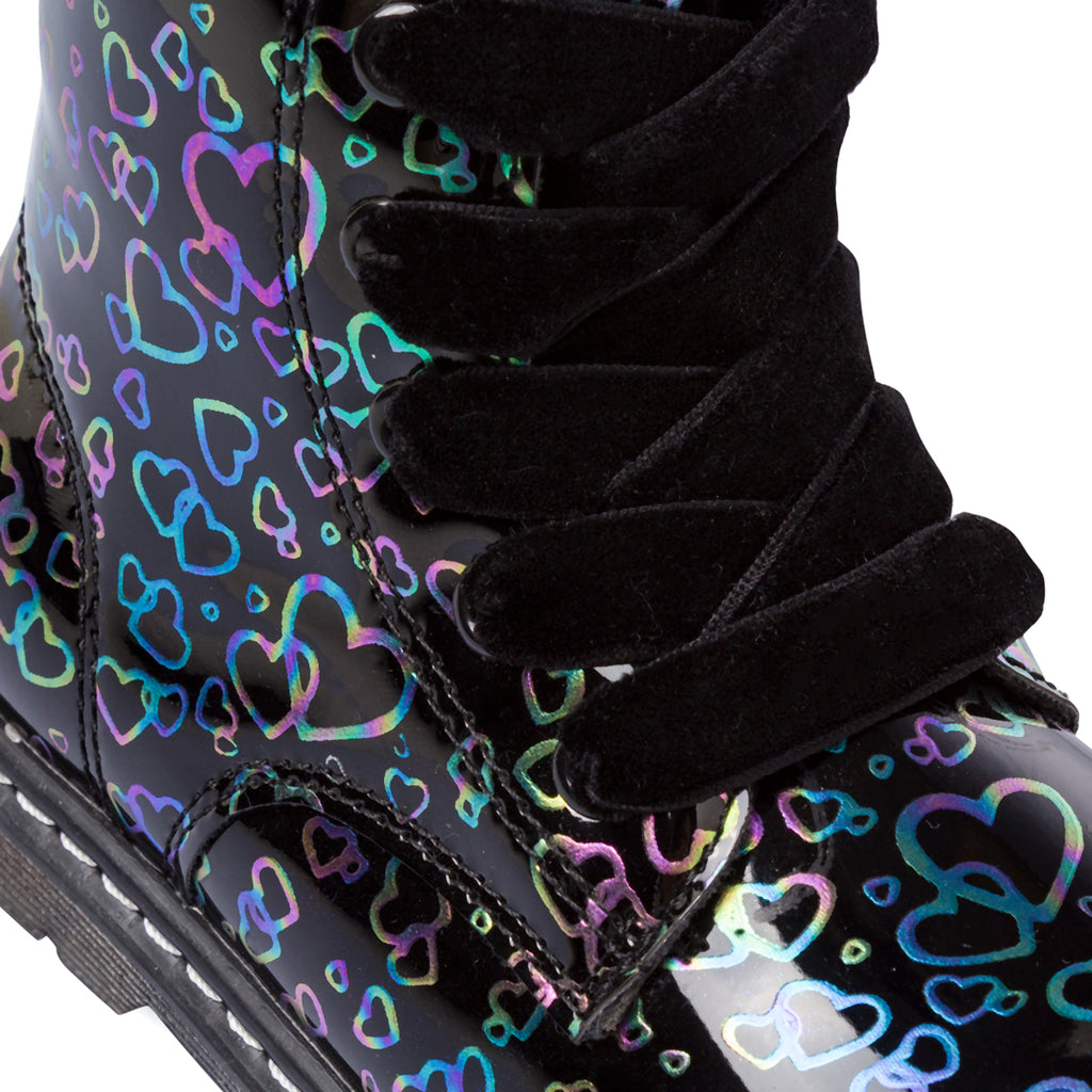 Anfibi neri da Bambina con cuori multicolore Le scarpe di Alice