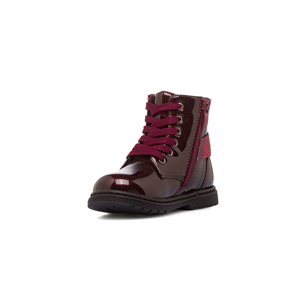 Anfibi bordeaux da Bambina con cuori e strass Dieci Baci