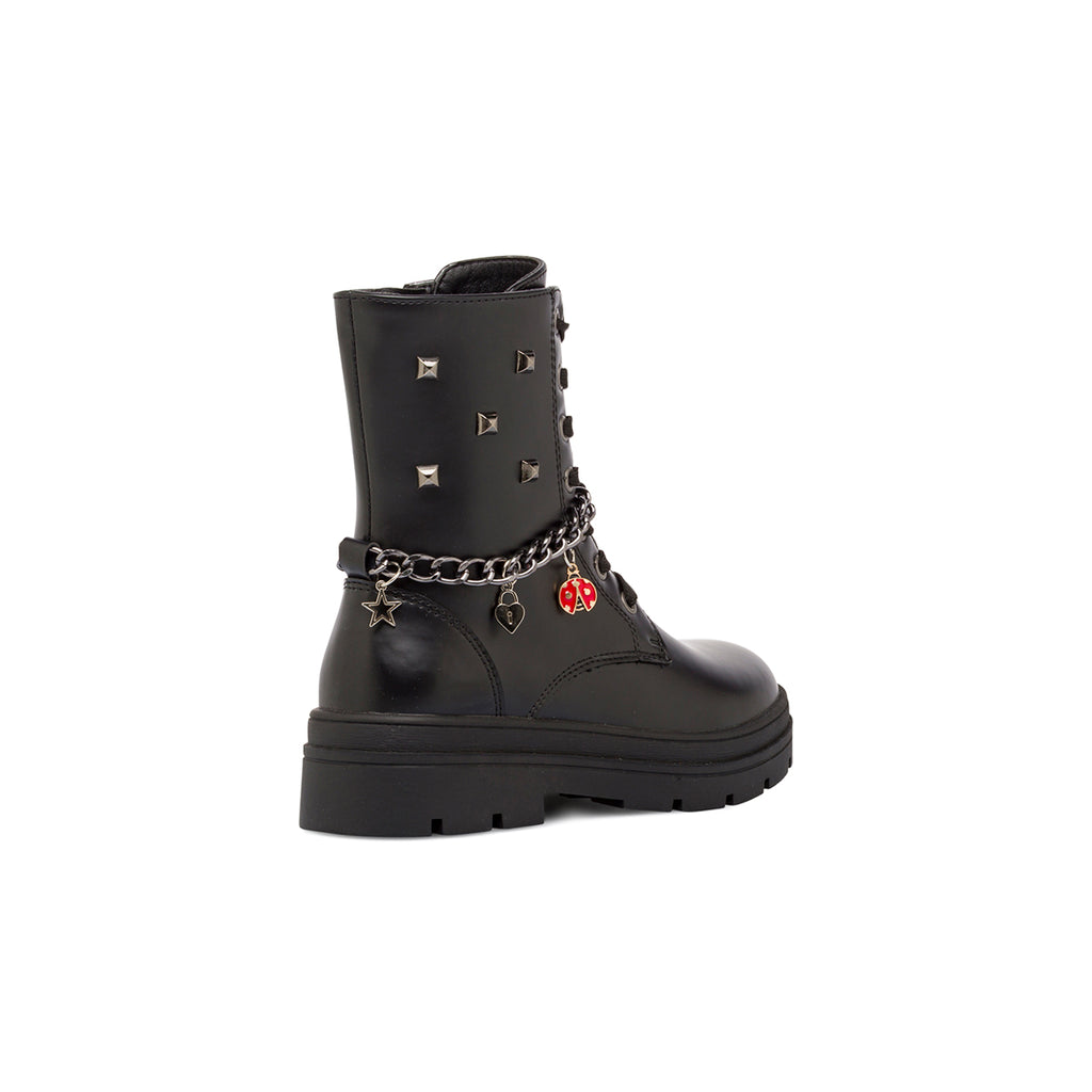 Anfibi da Ragazza neri con borchie e catena con charms Swish Jeans