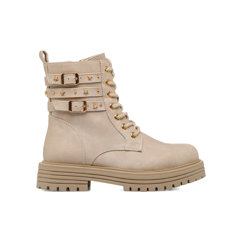 Anfibi beige da Bambina e Ragazza con fibbie e stelle Dieci Baci