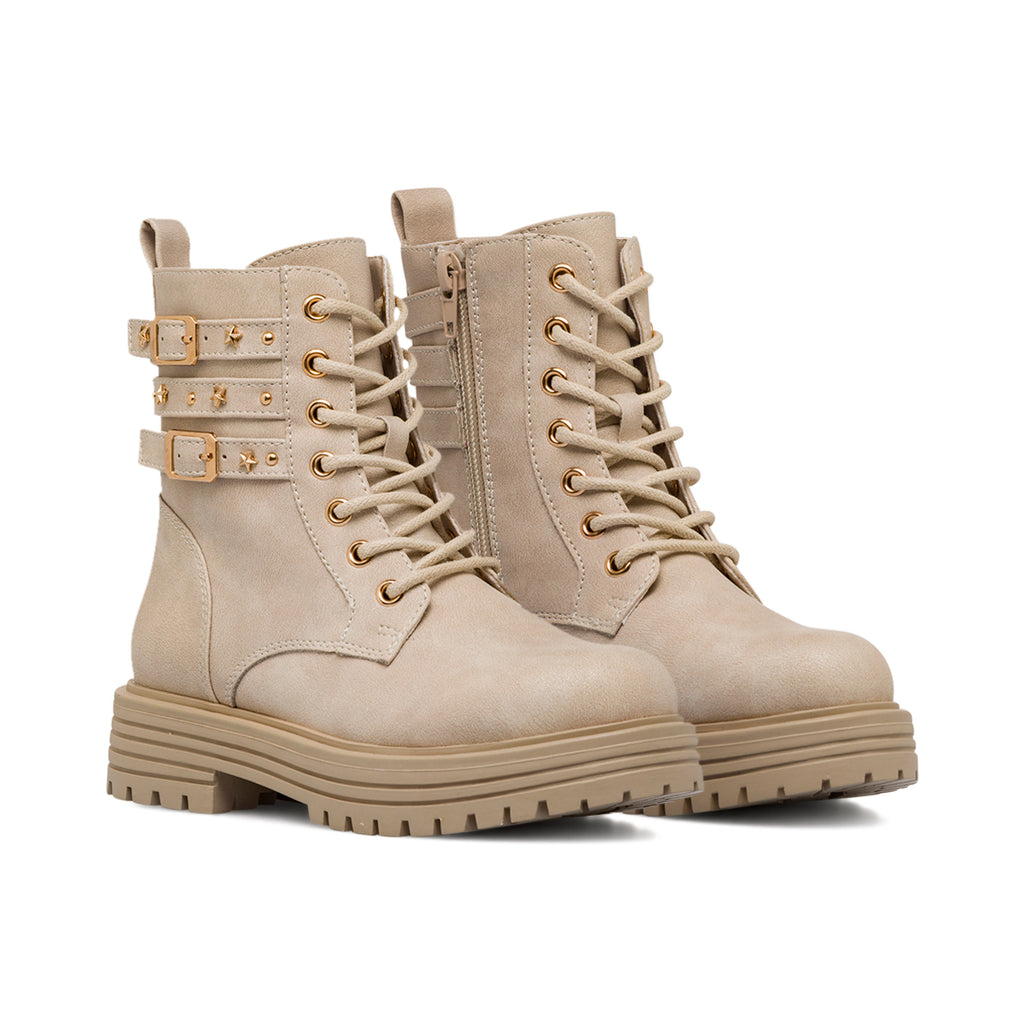 Anfibi beige da Bambina e Ragazza con fibbie e stelle Dieci Baci