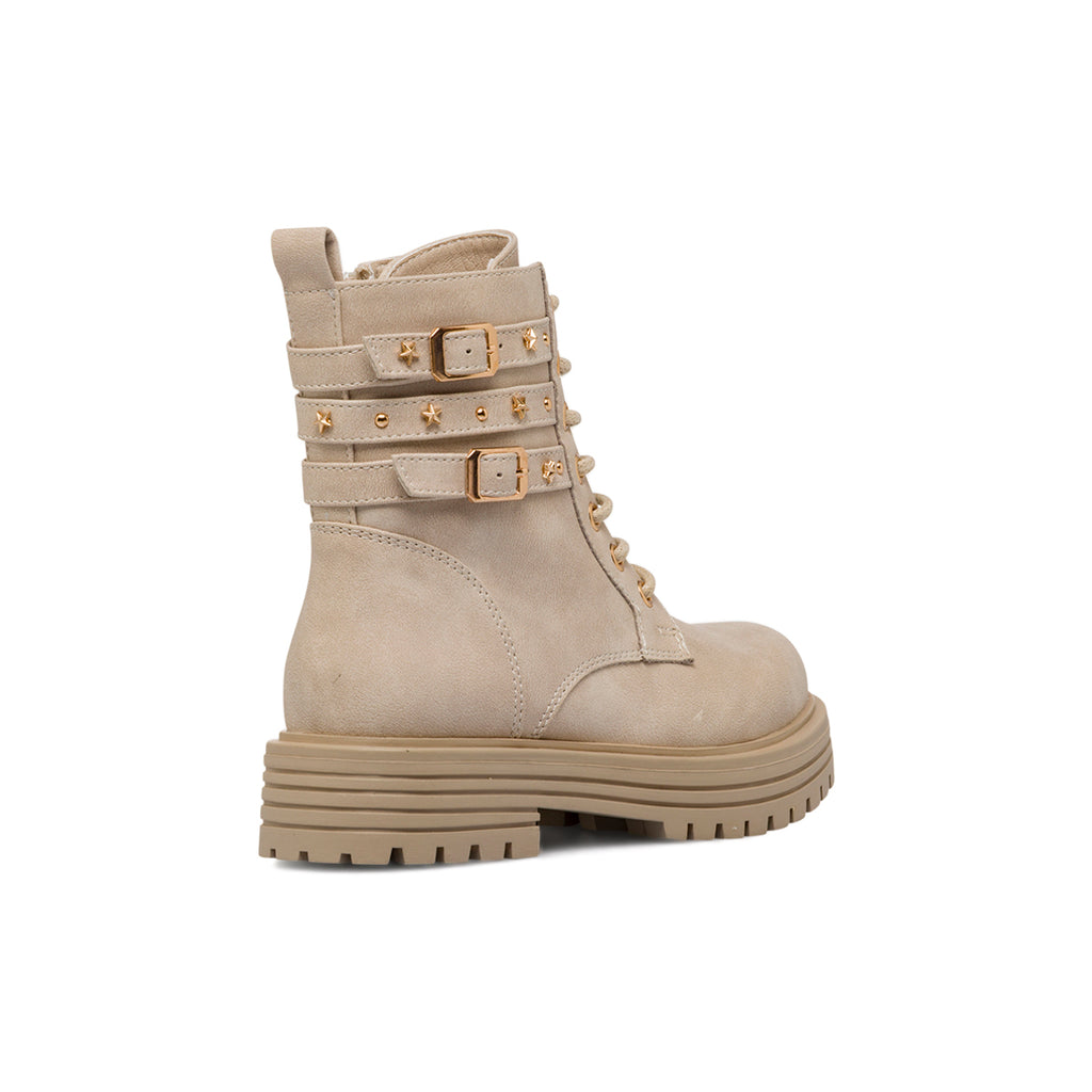 Anfibi beige da Bambina e Ragazza con fibbie e stelle Dieci Baci