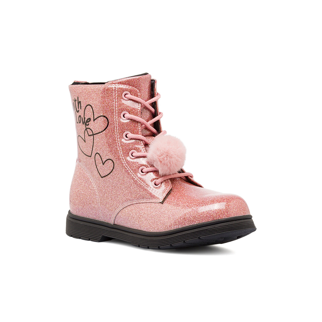 Anfibi da Ragazza Dieci Baci rosa glitter con pon pon