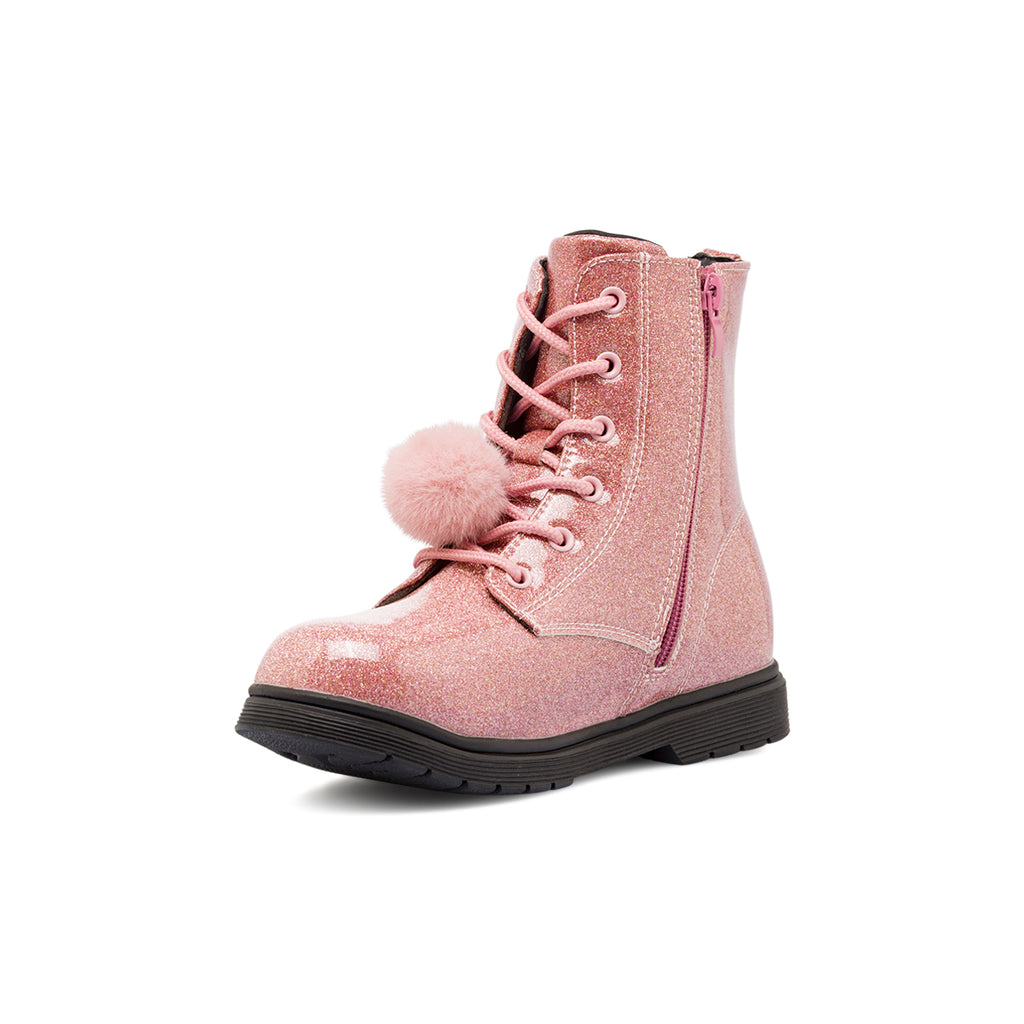 Anfibi da Ragazza Dieci Baci rosa glitter con pon pon