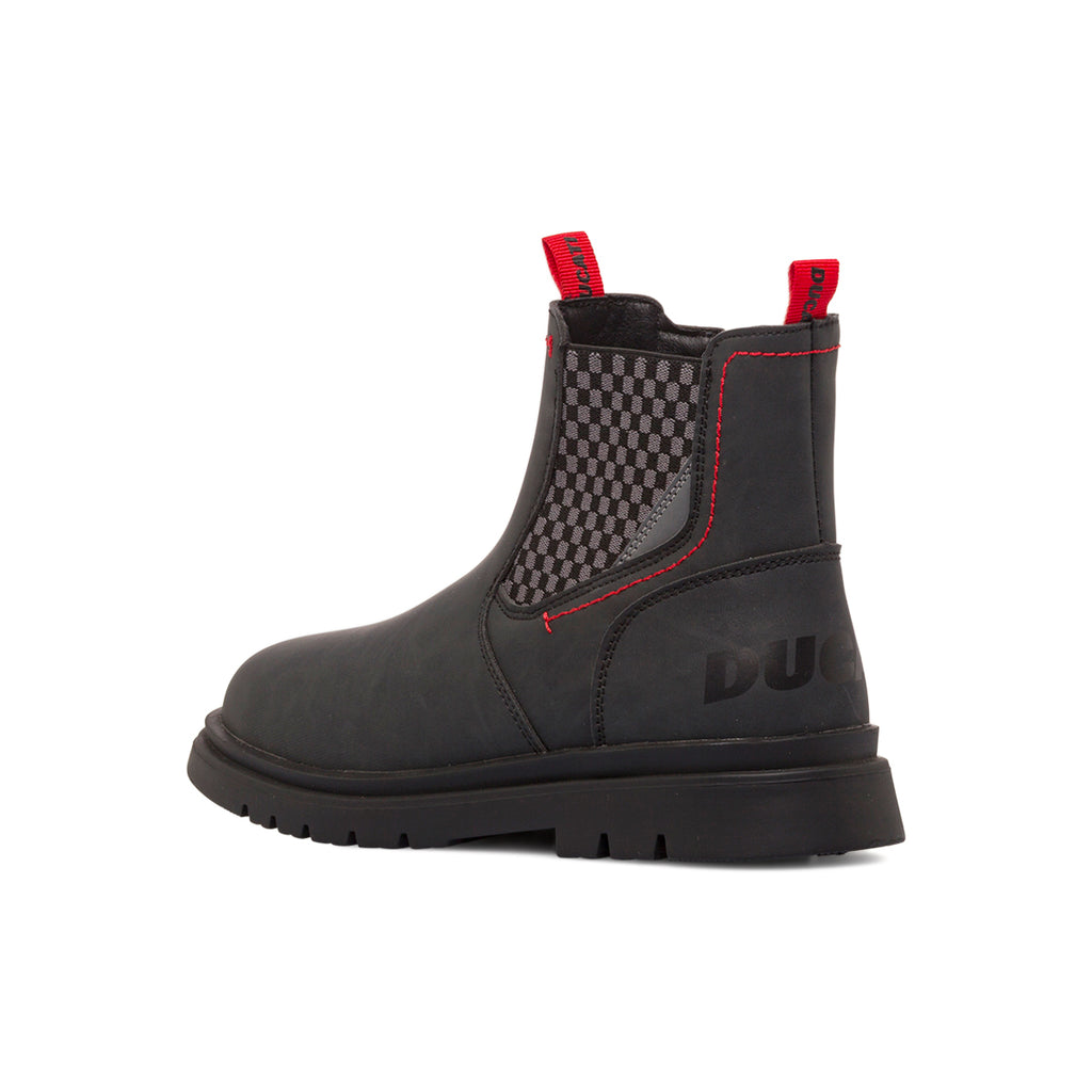 Stivaletti Chelsea neri da Ragazzo Ducati Corse con inserto a quadri