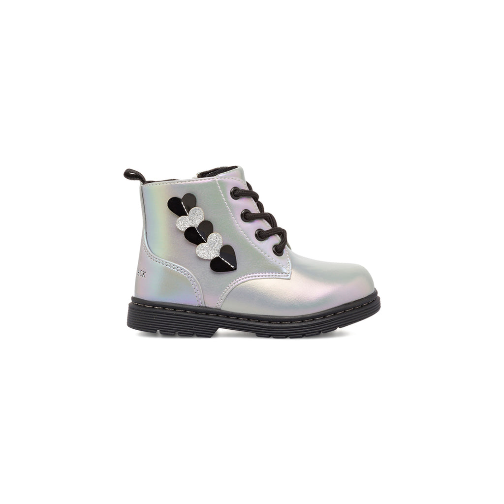Anfibi primi passi bambina argento effetto iridescente con dettaglio glitter Lumberjack