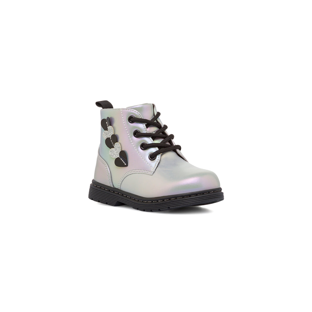 Anfibi primi passi bambina argento effetto iridescente con dettaglio glitter Lumberjack