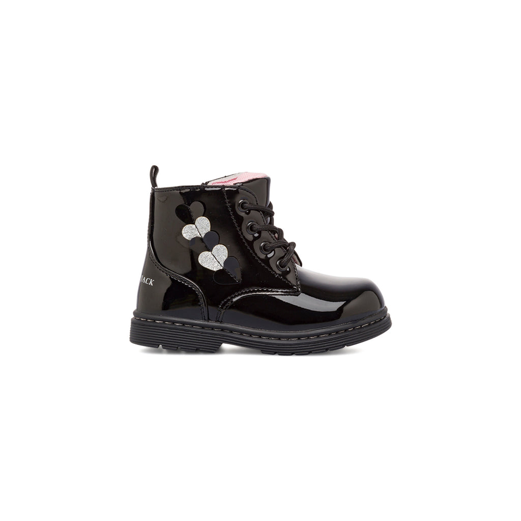 Anfibi primi passi bambina neri effetto vernice con dettaglio glitter Lumberjack