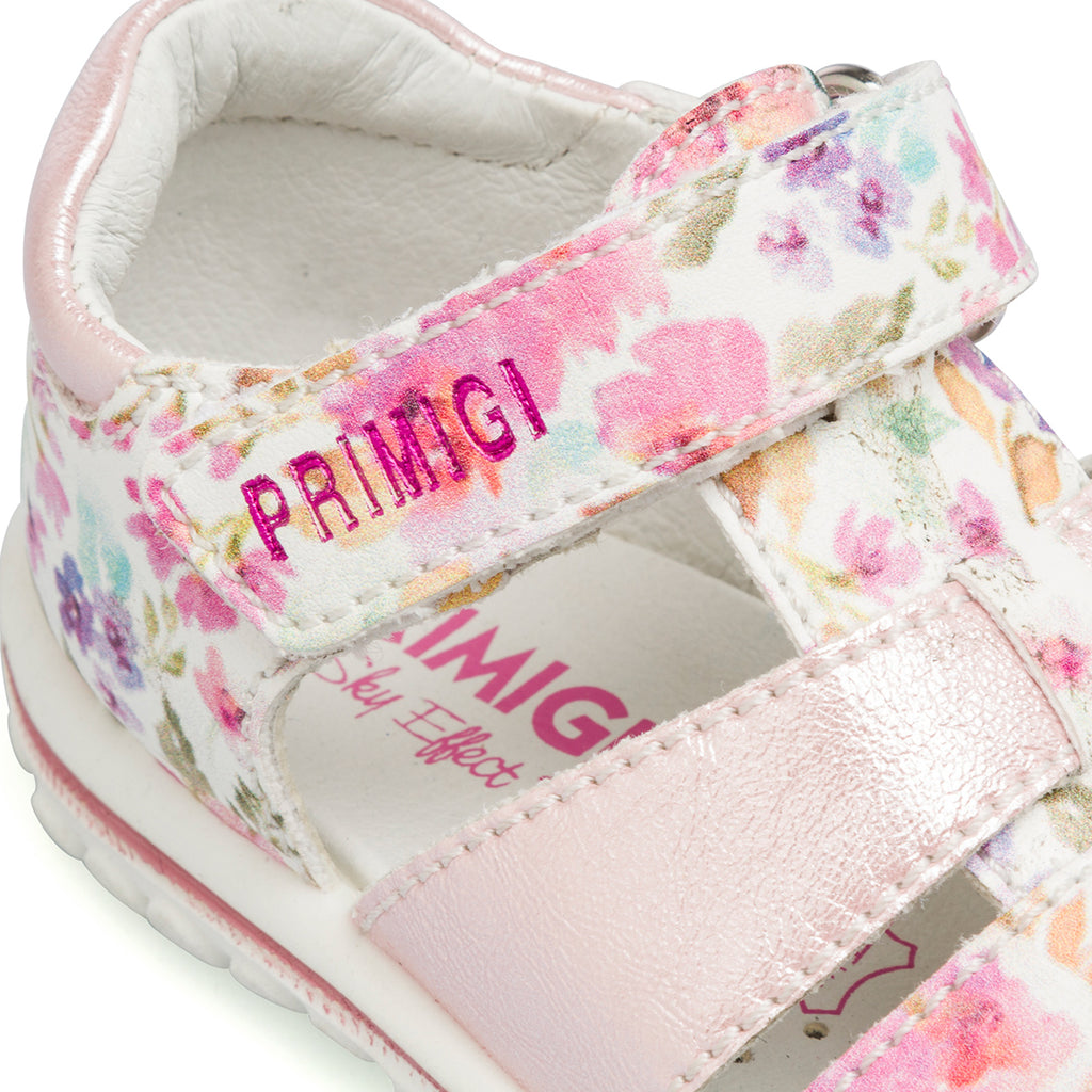 Sandali Bianchi e rosa da Bambina Primi Passi con stampa fiori Primigi