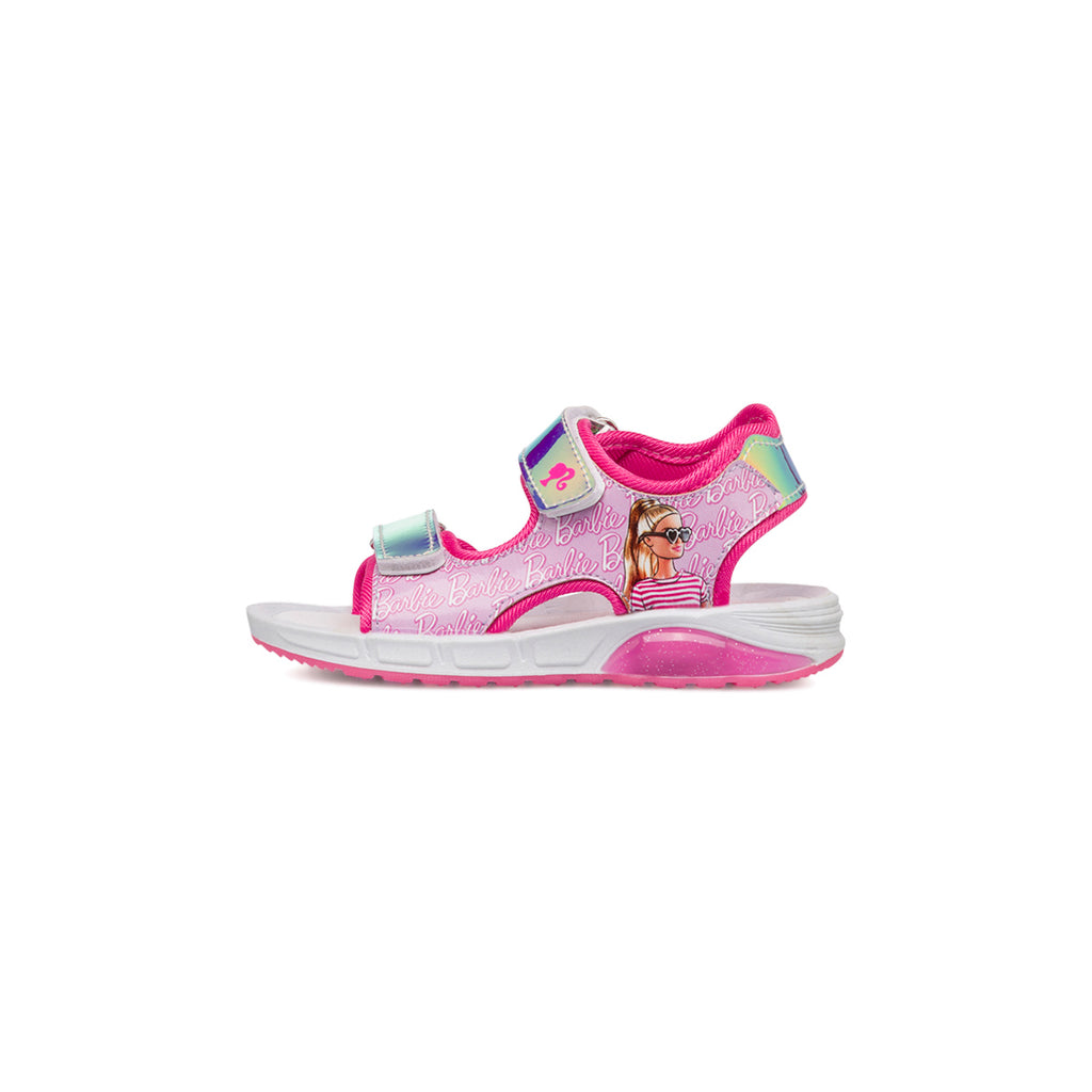 Sandali da bambina fucsia con luci e patch Barbie