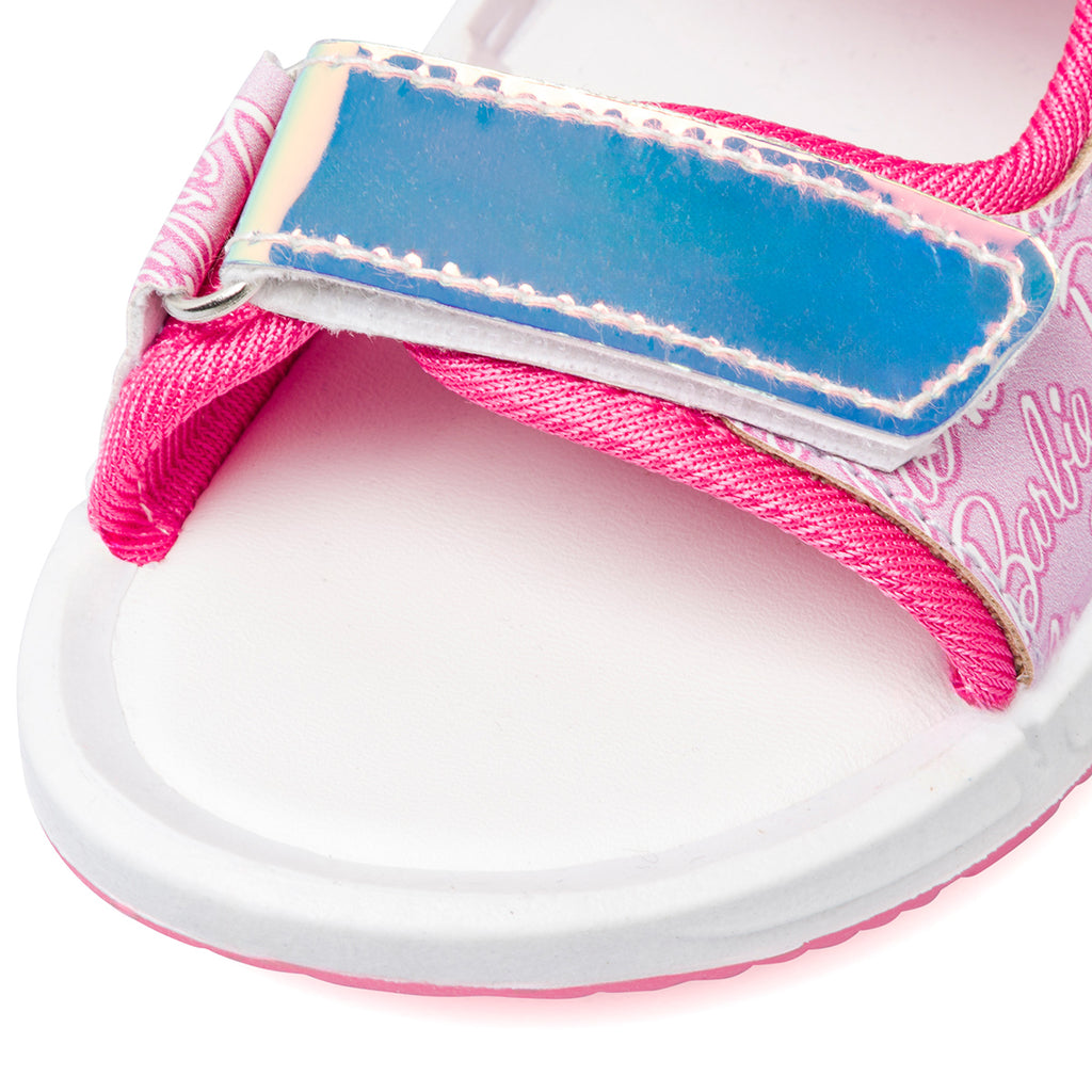 Sandali da bambina fucsia con luci e patch Barbie