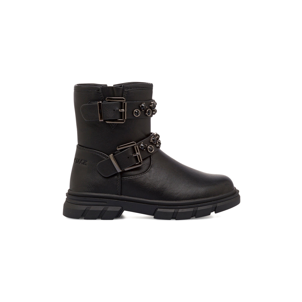 Stivaletti neri da bambina con strass e fibbie Lumberjack