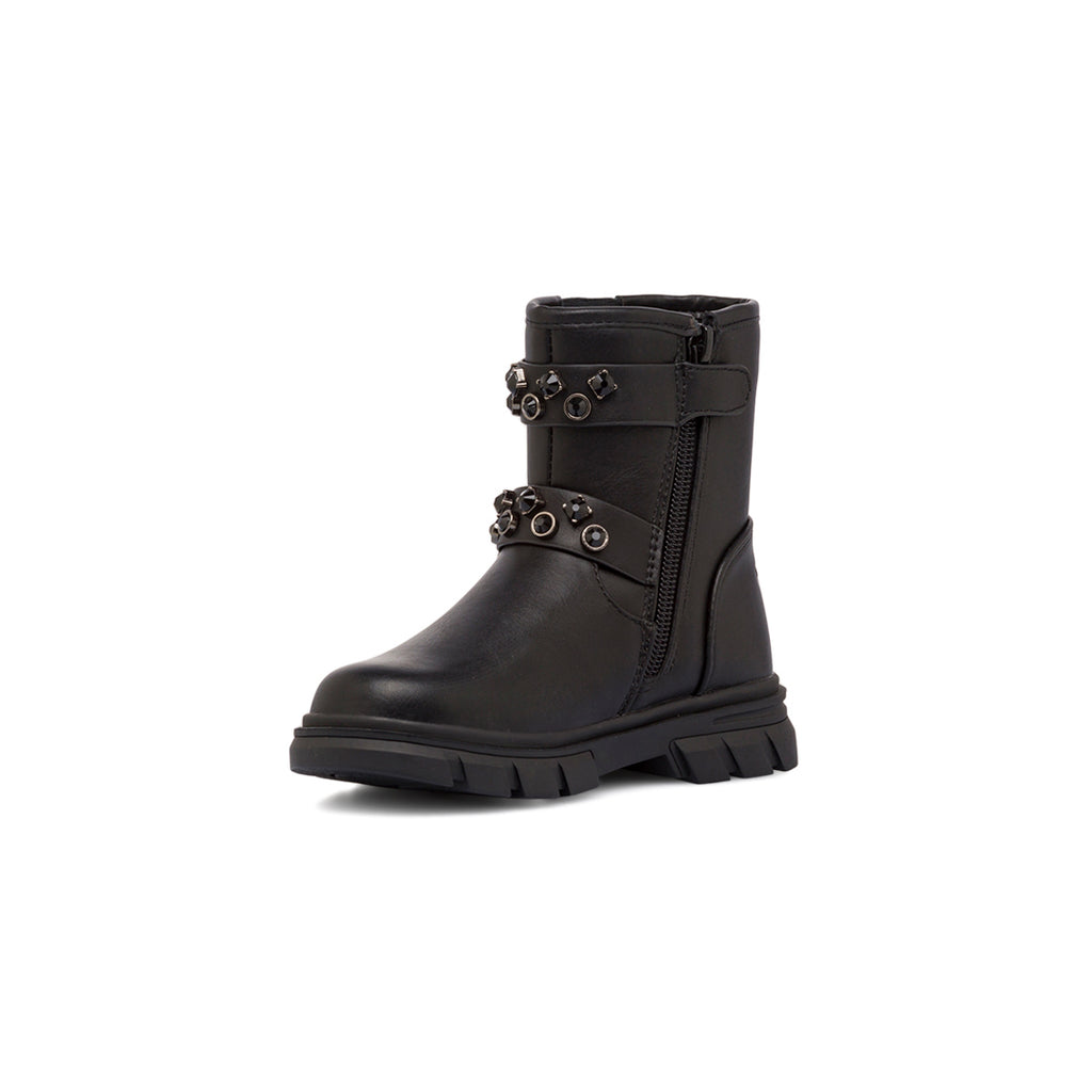 Stivaletti neri da bambina con strass e fibbie Lumberjack