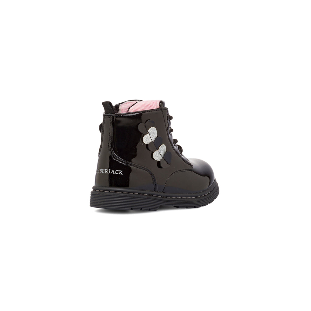 Anfibi bambina neri effetto vernice con dettaglio glitter Lumberjack
