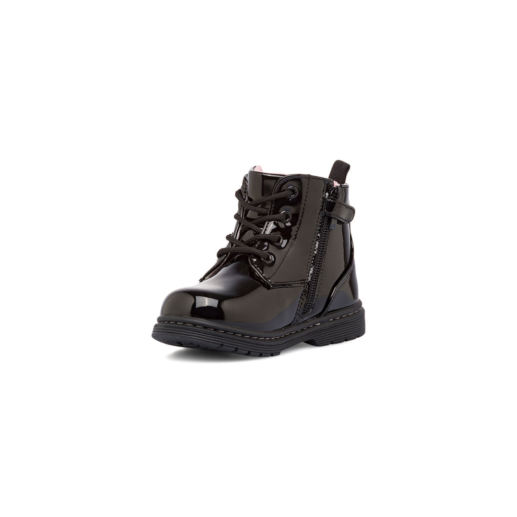 Anfibi bambina neri effetto vernice con dettaglio glitter Lumberjack