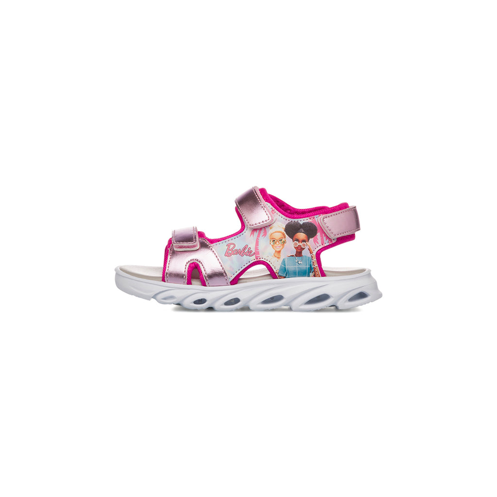 Sandali rosa da Bambina con dettagli metallizzati e stampa Barbie