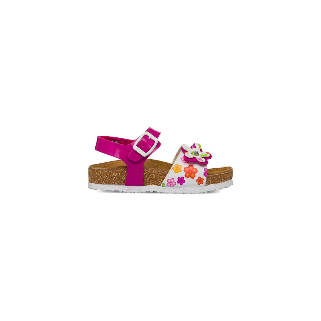 Sandali bianchi da Bambina con fiori e cinturino con fibbia regolabile Settenote