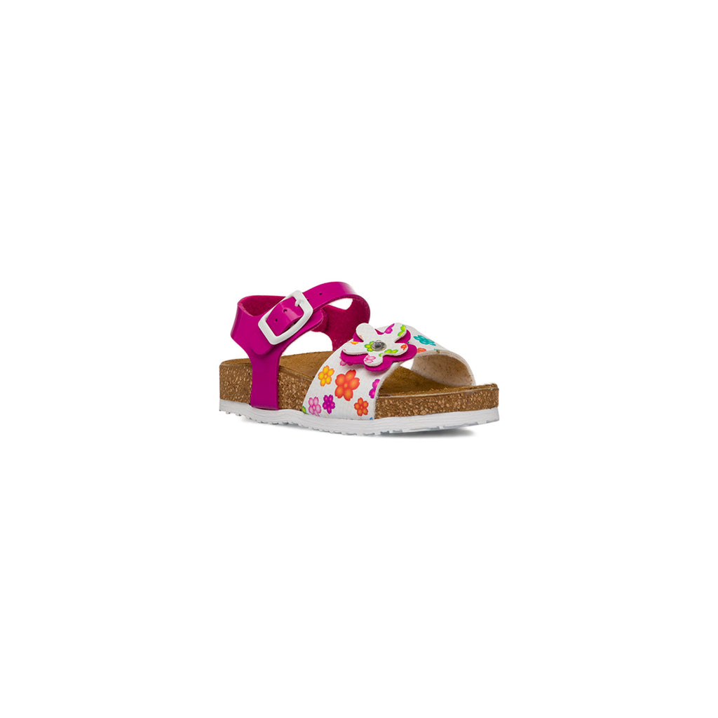 Sandali bianchi da Bambina con fiori e cinturino con fibbia regolabile Settenote