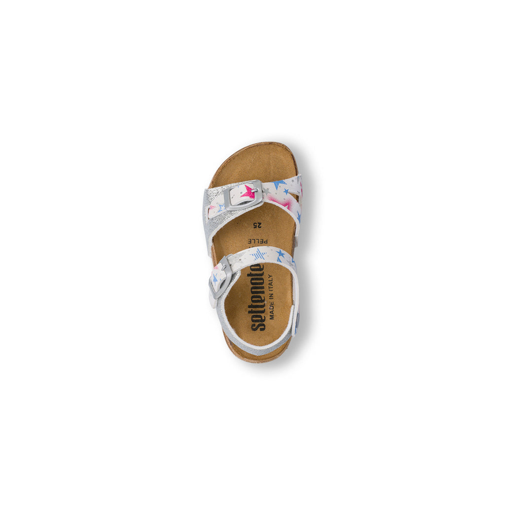 Sandali argento glitter da Bambina con stampa stelle Settenote