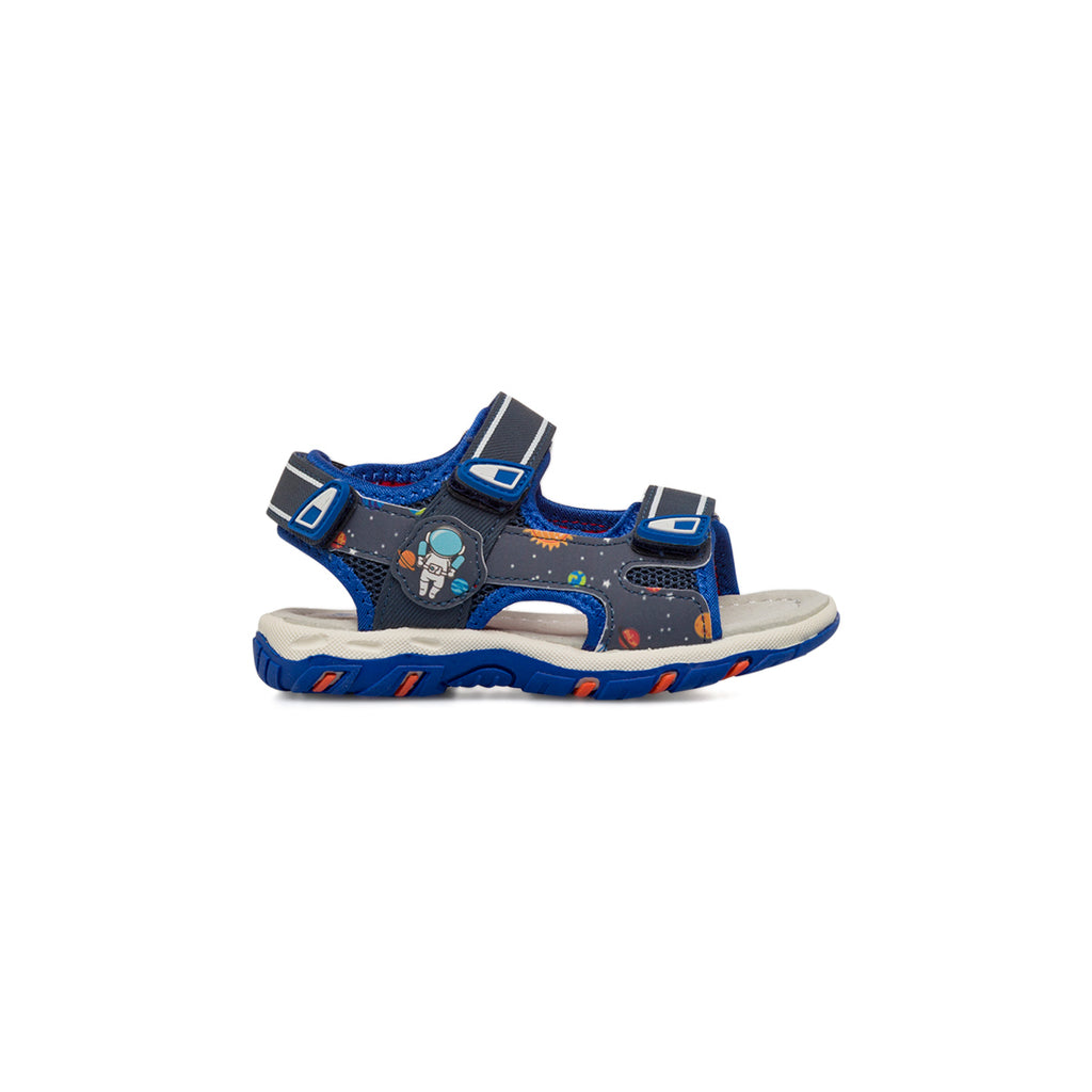 Sandali blu da Bambino con stampe colorate e strappo in velcro Space Boy