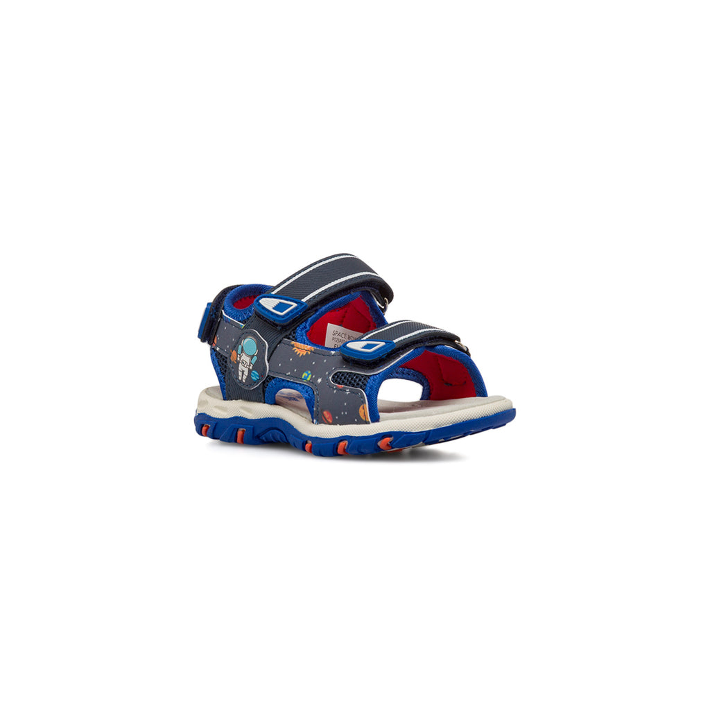 Sandali blu da Bambino con stampe colorate e strappo in velcro Space Boy