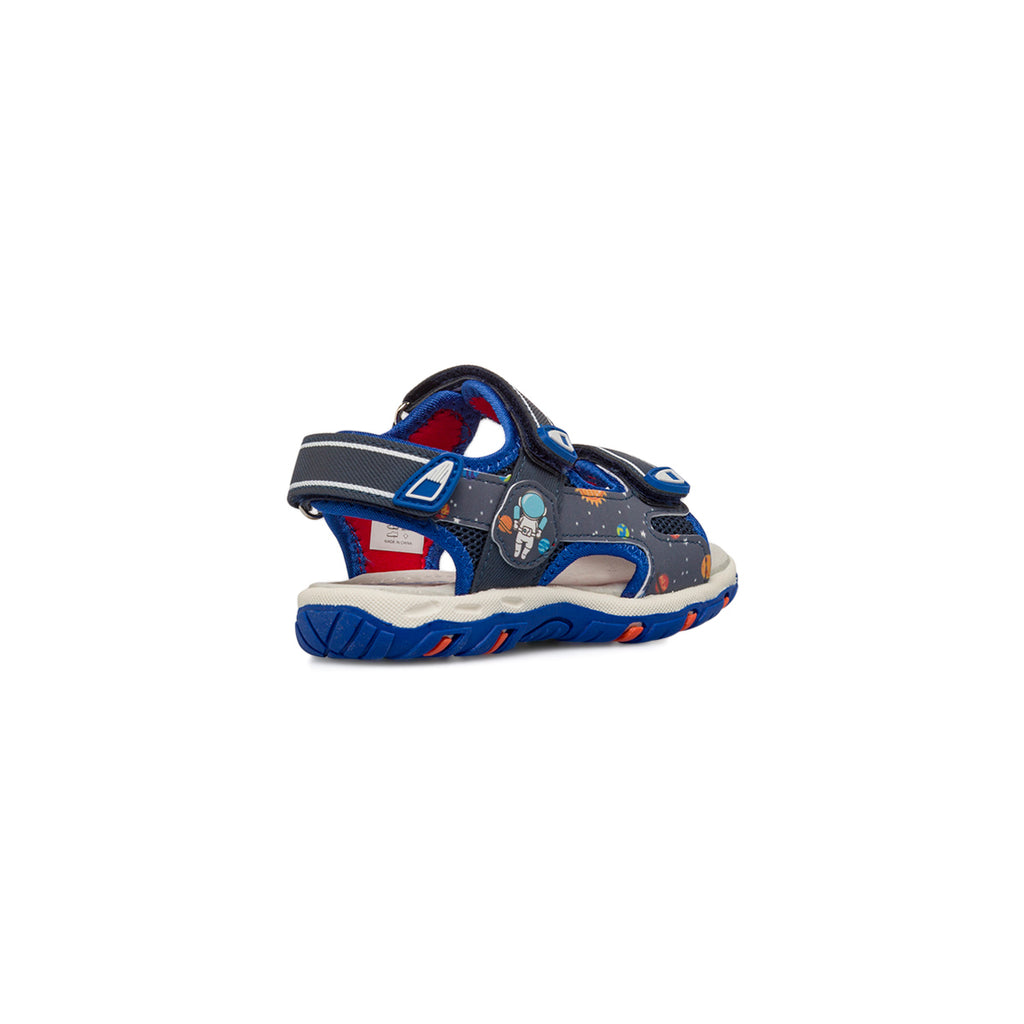 Sandali blu da Bambino con stampe colorate e strappo in velcro Space Boy