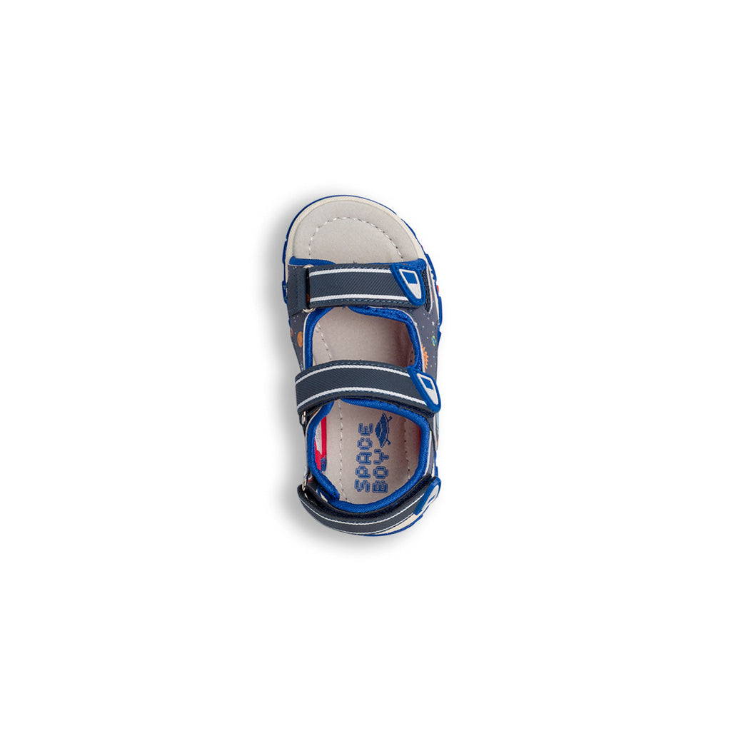 Sandali blu da Bambino con stampe colorate e strappo in velcro Space Boy