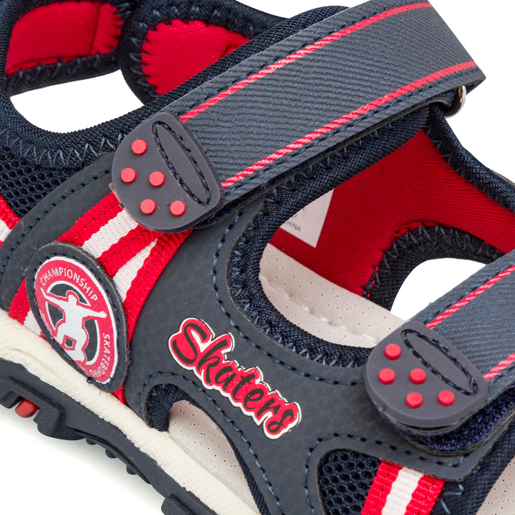 Sandali da Bambino Blu navy e rossi con sottopiede in Pelle Space Boy