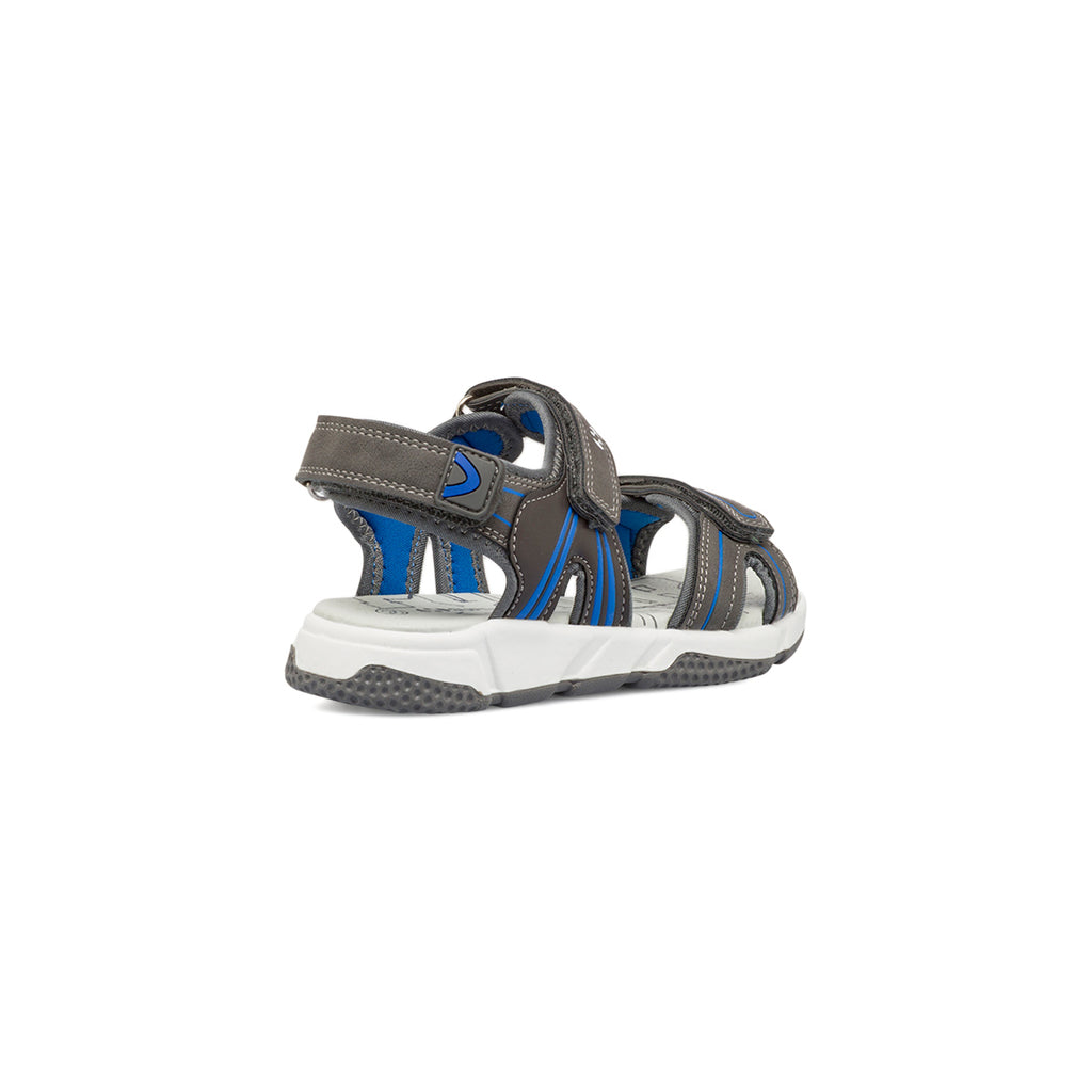 Sandali grigi da Bambino con inserti blu e doppio strappo Superga