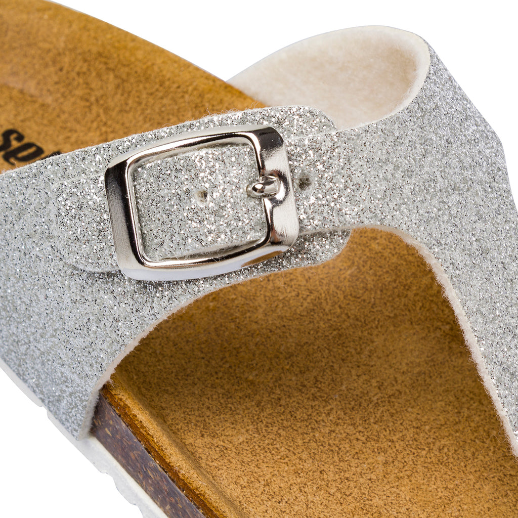 Ciabatte infradito argento glitter da Bambina in pelle Settenote