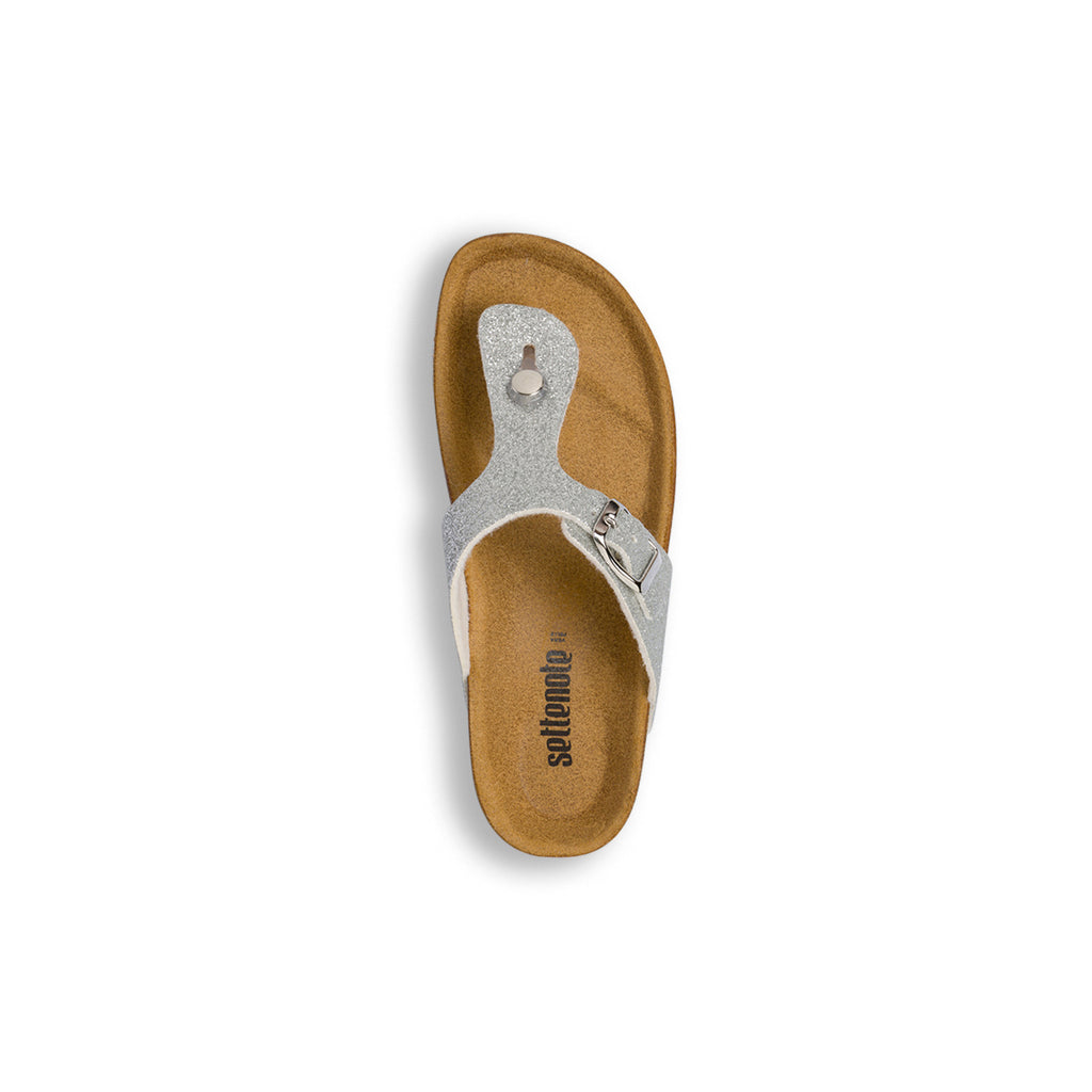 Ciabatte infradito argento glitter da Bambina in pelle Settenote