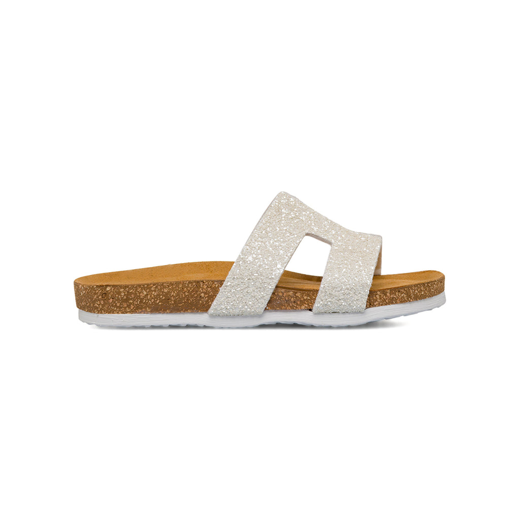Sandali bianchi con glitter e sottopiede in Pelle da bambina Settenote